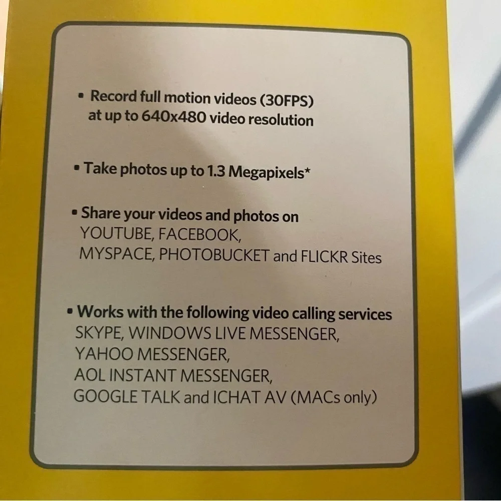 NEW Kodak Webcam Built In Microphone S101 Package Mac or Windows NEW
